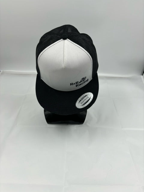 Flat brim trucker hat