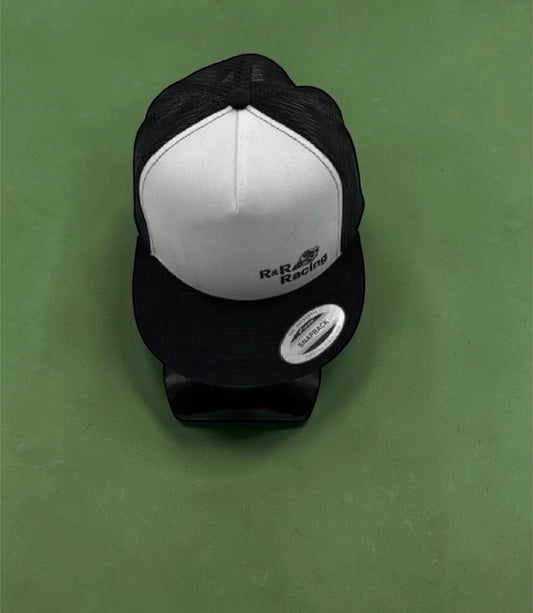 Flat brim trucker hat