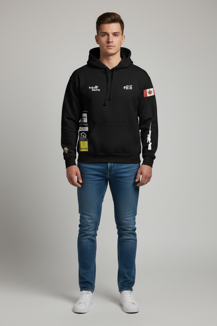 Super heavyweight fleece-lined pullover hoodie - Black